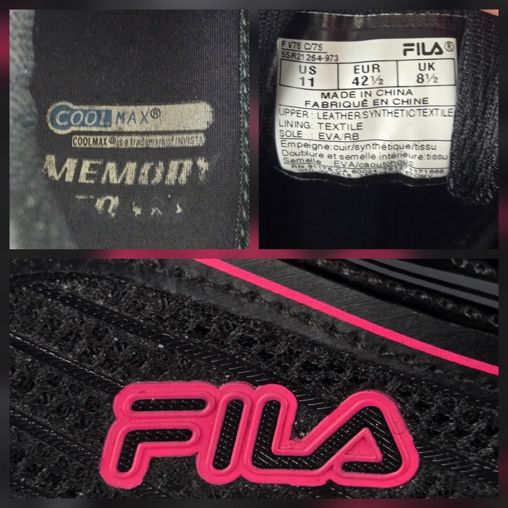 Fila Womens 11 Black Pink Composite Toe Memory Foam Work Sneakers 5SR21264-973 - Picture 9 of 9